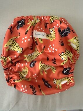 NWOT Esembly Outer Size 2 Orange Leopard and Leaf Print, or Swim Nappy for Kids